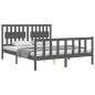 vidaXL Estructura de cama con cabecero madera maciza gris 160x200 cm