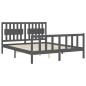 vidaXL Estructura de cama con cabecero madera maciza gris 160x200 cm