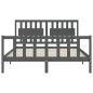 vidaXL Estructura de cama con cabecero madera maciza gris 160x200 cm