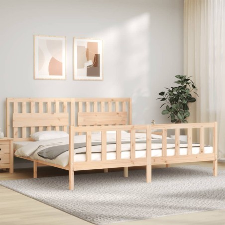 vidaXL Estructura de cama con cabecero madera maciza 200x200 cm