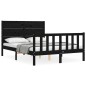 vidaXL Estructura de cama con cabecero madera maciza negro 140x190 cm