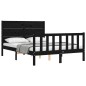 vidaXL Estructura de cama con cabecero madera maciza negro 140x190 cm