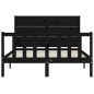 vidaXL Estructura de cama con cabecero madera maciza negro 140x190 cm
