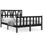 vidaXL Estructura cama de matrimonio con cabecero madera maciza negra