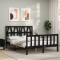 vidaXL Estructura cama de matrimonio con cabecero madera maciza negra