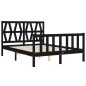 vidaXL Estructura cama de matrimonio con cabecero madera maciza negra