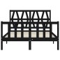 vidaXL Estructura cama de matrimonio con cabecero madera maciza negra