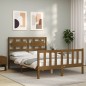 vidaXL Estructura de cama matrimonio con cabecero madera marrón miel vidaXL Estructura de cama matrimonio con cabecero madera marrón miel