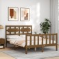 vidaXL Estructura de cama matrimonio con cabecero madera marrón miel vidaXL Estructura de cama matrimonio con cabecero madera marrón miel