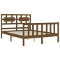 vidaXL Estructura de cama matrimonio con cabecero madera marrón miel vidaXL Estructura de cama matrimonio con cabecero madera marrón miel