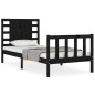 vidaXL Estructura de cama con cabecero madera maciza negro 100x200 cm vidaXL Estructura de cama con cabecero madera maciza negro 100x200 cm