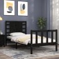 vidaXL Estructura de cama con cabecero madera maciza negro 100x200 cm vidaXL Estructura de cama con cabecero madera maciza negro 100x200 cm