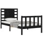 vidaXL Estructura de cama con cabecero madera maciza negro 100x200 cm vidaXL Estructura de cama con cabecero madera maciza negro 100x200 cm