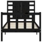 vidaXL Estructura de cama con cabecero madera maciza negro 100x200 cm vidaXL Estructura de cama con cabecero madera maciza negro 100x200 cm
