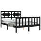 vidaXL Estructura de cama con cabecero madera maciza negro 120x200 cm