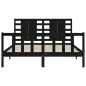 vidaXL Estructura cama de matrimonio con cabecero madera maciza negro