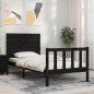 vidaXL Estructura de cama con cabecero madera maciza negro 90x200 cm vidaXL Estructura de cama con cabecero madera maciza negro 90x200 cm
