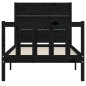 vidaXL Estructura de cama con cabecero madera maciza negro 90x200 cm vidaXL Estructura de cama con cabecero madera maciza negro 90x200 cm