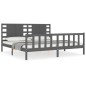 vidaXL Estructura de cama con cabecero madera maciza gris 200x200cm vidaXL Estructura de cama con cabecero madera maciza gris 200x200cm