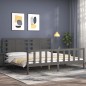 vidaXL Estructura de cama con cabecero madera maciza gris 200x200cm vidaXL Estructura de cama con cabecero madera maciza gris 200x200cm