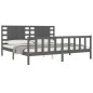 vidaXL Estructura de cama con cabecero madera maciza gris 200x200cm vidaXL Estructura de cama con cabecero madera maciza gris 200x200cm