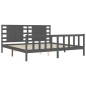 vidaXL Estructura de cama con cabecero madera maciza gris 200x200cm vidaXL Estructura de cama con cabecero madera maciza gris 200x200cm