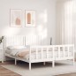 vidaXL Estructura de cama con cabecero madera maciza blanco 160x200 cm vidaXL Estructura de cama con cabecero madera maciza blanco 160x200 cm
