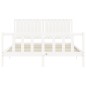 vidaXL Estructura de cama con cabecero madera maciza blanco 160x200 cm vidaXL Estructura de cama con cabecero madera maciza blanco 160x200 cm