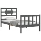 vidaXL Estructura de cama con cabecero madera maciza gris 100x200 cm