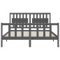 vidaXL Estructura de cama matrimonio con cabecero madera maciza gris
