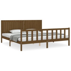 vidaXL Estructura cama y cabecero madera maciza marrón miel 200x200 cm