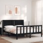 vidaXL Estructura de cama con cabecero madera maciza negro 160x200 cm vidaXL Estructura de cama con cabecero madera maciza negro 160x200 cm