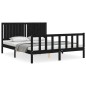 vidaXL Estructura de cama con cabecero madera maciza negro 160x200 cm vidaXL Estructura de cama con cabecero madera maciza negro 160x200 cm
