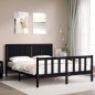 vidaXL Estructura de cama con cabecero madera maciza negro 160x200 cm vidaXL Estructura de cama con cabecero madera maciza negro 160x200 cm