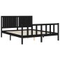 vidaXL Estructura de cama con cabecero madera maciza negro 160x200 cm vidaXL Estructura de cama con cabecero madera maciza negro 160x200 cm