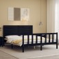 vidaXL Estructura cama de matrimonio con cabecero madera maciza negro vidaXL Estructura cama de matrimonio con cabecero madera maciza negro