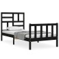 vidaXL Estructura de cama individual con cabecero madera maciza negro vidaXL Estructura de cama individual con cabecero madera maciza negro