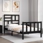 vidaXL Estructura de cama individual con cabecero madera maciza negro vidaXL Estructura de cama individual con cabecero madera maciza negro