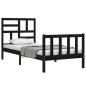 vidaXL Estructura de cama individual con cabecero madera maciza negro vidaXL Estructura de cama individual con cabecero madera maciza negro