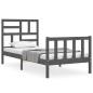 vidaXL Estructura de cama con cabecero madera maciza gris 100x200cm vidaXL Estructura de cama con cabecero madera maciza gris 100x200cm