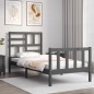 vidaXL Estructura de cama con cabecero madera maciza gris 100x200cm vidaXL Estructura de cama con cabecero madera maciza gris 100x200cm