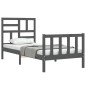 vidaXL Estructura de cama con cabecero madera maciza gris 100x200cm vidaXL Estructura de cama con cabecero madera maciza gris 100x200cm