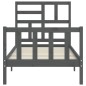 vidaXL Estructura de cama con cabecero madera maciza gris 100x200cm vidaXL Estructura de cama con cabecero madera maciza gris 100x200cm