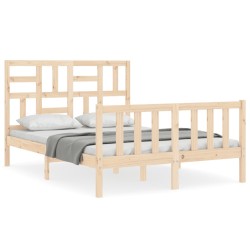 vidaXL Estructura de cama con cabecero madera maciza 140x190 cm