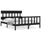 vidaXL Estructura de cama con cabecero madera maciza negro 160x200 cm vidaXL Estructura de cama con cabecero madera maciza negro 160x200 cm