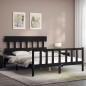 vidaXL Estructura de cama con cabecero madera maciza negro 160x200 cm vidaXL Estructura de cama con cabecero madera maciza negro 160x200 cm