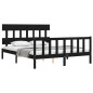 vidaXL Estructura de cama con cabecero madera maciza negro 160x200 cm vidaXL Estructura de cama con cabecero madera maciza negro 160x200 cm