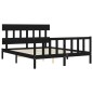 vidaXL Estructura de cama con cabecero madera maciza negro 160x200 cm vidaXL Estructura de cama con cabecero madera maciza negro 160x200 cm