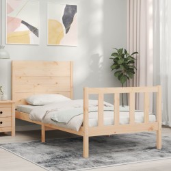 vidaXL Estructura de cama con cabecero madera maciza