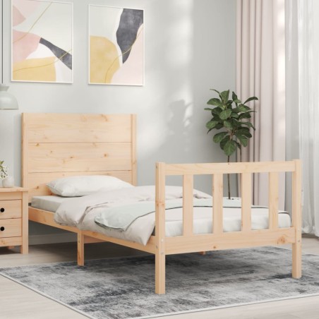 vidaXL Estructura de cama con cabecero madera maciza